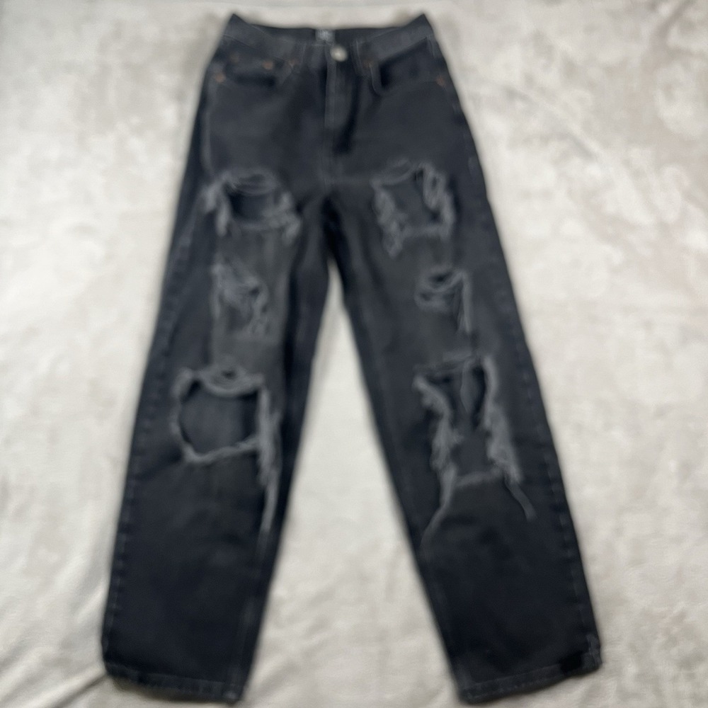 BDG Urban Outfitters High Rise Baggy Jeans Womens 27 Petite Black Distressed - Picture 2 of 8